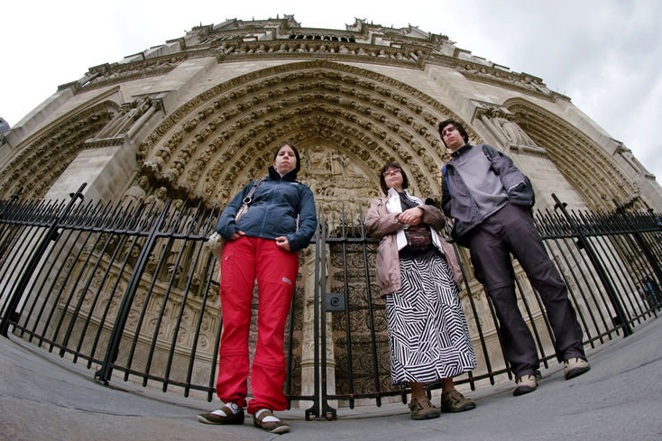 In front of the Notre-Dame